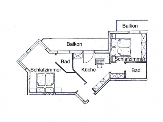 Skizze für Appartement C "Heimatliebe" im Ferienhaus Eva